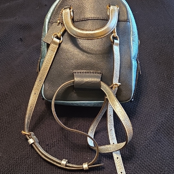 Coach Andi Convertible Black & Metallic Blue Colorblock Leather Backpack - Picture 4 of 11